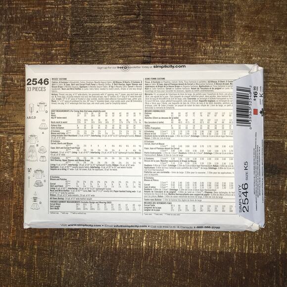 Simplicity Sewing Pattern 2546 Sexy Costume Wizard of Oz Dorothy WIZ 8-16 UNCUT - Picture 2 of 2